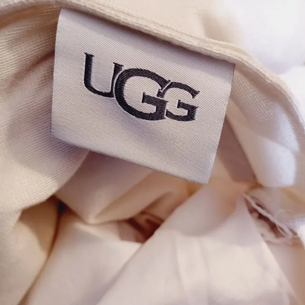 Ugg Pillowcase Furry Plush Off White Cream King Ultra Soft Logo Brown Tag